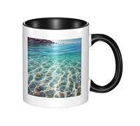 Tazza da caffè in ceramica trasparente con acqua di mare bicolore da 330 ml, tazza da tè classica, tazza da regalo, adatta al microonde, per ufficio e casa