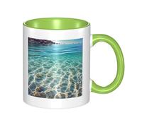 Tazza da caffè in ceramica trasparente con acqua di mare bicolore da 330 ml, tazza da tè classica, tazza da regalo, adatta al microonde, per ufficio e casa