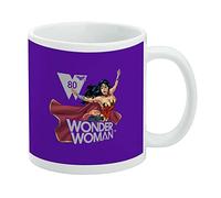 Tazza da caffè in ceramica viola Wonder Woman 80th Warrior, novità regalo per caffè, tè e bevande calde, 325 ml, bianca