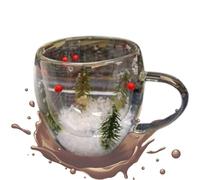 Tazza da caffè in legno di pino - tazza da caffè in innevato con alberi di pino, tazza da tè isolata a doppio strato, ideale per casa, caffetteria, ufficio