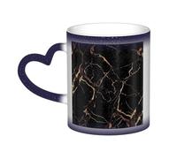 Tazza da caffè in marmo nero e oro con manico da 12 once, tazza da tè in ceramica con cambio colore sensibile al calore, tazze artistiche magiche e divertenti, tazza in porcellana, regalo di compleann