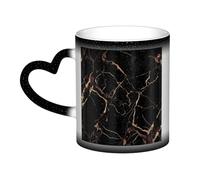 Tazza da caffè in marmo nero e oro con manico da 12 once, tazza da tè in ceramica con cambio colore sensibile al calore, tazze artistiche magiche e divertenti, tazza in porcellana, regalo di compleann