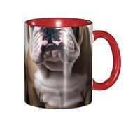 Tazza da caffè in porcellana da 325 ml con manico, due simpatici cani bulldog, tazza da caffè per ufficio e casa, tazza per caffè tè e latte, colorata all'interno in ceramica, per uomini e donne