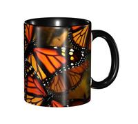 Tazza da caffè in porcellana da 325 ml, con manico, motivo farfalle monarca, tazza da caffè per ufficio e casa, tazza per caffè, tè e latte, colorata all'interno in ceramica, per uomini e donne amanti