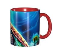 Tazza da caffè in porcellana da 325 ml con manico, motivo tartarughe marine con pittura a diamante, tazza da caffè per ufficio e casa, tazza per caffè, tè e latte, colorata all'interno in ceramica