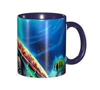 Tazza da caffè in porcellana da 325 ml con manico, motivo tartarughe marine con pittura a diamante, tazza da caffè per ufficio e casa, tazza per caffè, tè e latte, colorata all'interno in ceramica