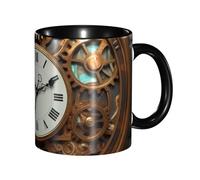 Tazza da caffè in porcellana da 325 ml con manico, orologio steampunk arrugginito, tazza da caffè per ufficio e casa, tazza per caffè tè e latte, colorata all'interno in ceramica per uomini e donne