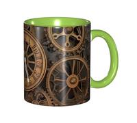 Tazza da caffè in porcellana da 325 ml con manico, orologio Steampunk con ingranaggi, tazza da caffè per ufficio e casa, tazza per caffè tè e latte, colorata all'interno in ceramica per uomini e donne