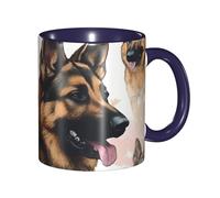 Tazza da caffè in porcellana da 325 ml, con manico, per gli amanti dei pastori tedeschi, per ufficio e casa, tazza per tè e latte, colorata all'interno in ceramica, per uomini e donne, amanti della