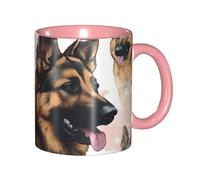 Tazza da caffè in porcellana da 325 ml, con manico, per gli amanti dei pastori tedeschi, per ufficio e casa, tazza per tè e latte, colorata all'interno in ceramica, per uomini e donne, amanti della