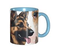 Tazza da caffè in porcellana da 325 ml, con manico, per gli amanti dei pastori tedeschi, per ufficio e casa, tazza per tè e latte, colorata all'interno in ceramica, per uomini e donne, amanti della