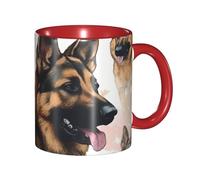 Tazza da caffè in porcellana da 325 ml, con manico, per gli amanti dei pastori tedeschi, per ufficio e casa, tazza per tè e latte, colorata all'interno in ceramica, per uomini e donne, amanti della