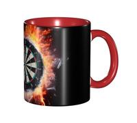 Tazza da caffè in porcellana da 325 ml con manico, tazza da caffè con bersaglio per freccette per ufficio e casa, tazza per caffè, tè e latte, colorata all'interno in ceramica, per uomini e donne