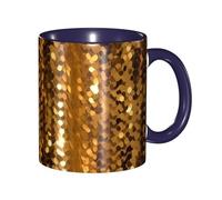 Tazza da caffè in porcellana da 325 ml con manico, tazza da caffè con paillettes dorate luccicanti per ufficio e casa, tazza per caffè, tè e latte, colorata all'interno in ceramica, per uomini e donne