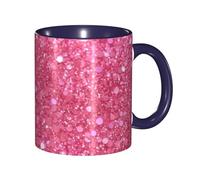 Tazza da caffè in porcellana da 325 ml con manico, tazza da caffè glitterata rosa scintillante per ufficio e casa, tazza per latte, tazza da tè e latte, colorata all'interno in ceramica, per uomini e