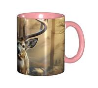 Tazza da caffè in porcellana da 325 ml con manico, tazza da caffè per la stagione della caccia ai cervi per ufficio e casa, tazza per caffè tè e latte, colorata all'interno in ceramica per uomini e