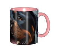 Tazza da caffè in porcellana da 325 ml con manico, testa di Rottweiler con lingua di cani e lingua, tazza da caffè per ufficio e casa, tazza per tè e latte, colorata all'interno in ceramica, per
