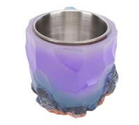 Tazza da caffè in Resina di Cristallo Imitazione Stile Unico e Accattivante Capacità di 320 Ml Comoda Impugnatura Ergonomica Buon Regalo per Amici e Colleghi (Viola con multicolore)