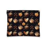 Tazza da caffè in tela con cerniera, comoda borsa per il trucco da viaggio, borsa, bagno, vanità e conservazione quotidiana, Marrone, 7x9 Inch, Confortevole