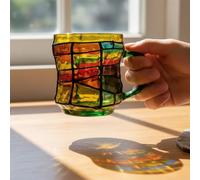 Tazza da caffè in vetro colorato dipinto, regalo di compleanno per donne amanti dei libri, tazza da caffè unica per lettura letteraria, regalo dell'amicizia per amici e lettori (colorata)