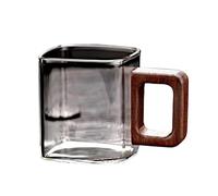 Tazza da caffè in vetro con piccola capacità, for caffè macinato fresco, con manico in legno di noce, for la colazione, for la casa, tazze e tazzine da tè e bevande