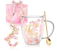 Tazza da caffè in vetro da donna, regalo unico di compleanno per donne, tazze da tè espresso, regalo personalizzato per amici, mamma, carine, tazze in vetro a doppia parete, Natale, San Valentino