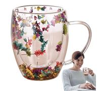 Tazza da caffè in vetro - Tazze isolate in vetro da tè a doppio strato da 350 ml | Tazza da bere latte, tazze da caffè in vetro trasparente resistente al calore per tè, caffè, latte