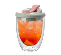 Tazza da caffè isolata a doppia parete, 350 ml, trasparente, da viaggio, con coperchio, per caffè, tè, latte, latte, succhi di frutta, per bevande calde e fredde, bicchieri da dessert per casa, bar e