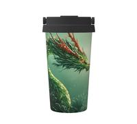 Tazza da caffè isolata con coperchio a forma di nuvola, dragone verde, in acciaio inox, a prova di perdite