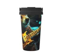 Tazza da caffè isolata con coperchio, in acciaio inox, a prova di perdite, con scritta in inglese "The Talpe che suona il piano"