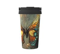 Tazza da caffè isolata con ingrandimento e coperchio, a prova di perdite, in acciaio inox