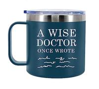 Tazza da caffè isolata con manico e coperchio, con scritta "A Wise Doctor Once Wrote", con manico e coperchio, idea regalo per dottori, studenti di medicina, dottore, marito, moglie, papà, mamma, in