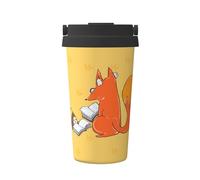Tazza da caffè isolata con semi di girasole e volpi, 473 ml, in acciaio inox, con coperchio, per bevande calde e fredde