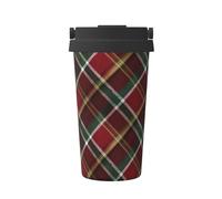 Tazza da caffè isolata in acciaio inox con motivo scozzese rosso e verde per acqua calda e fredda