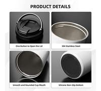 Tazza da caffè isolata, in acciaio inox, con strisce color verde salvia e crema, per acqua calda e fredda