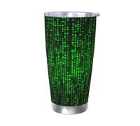 Tazza da caffè isolata sottovuoto a doppia parete con coperchio e cannuccia, da 590 ml, adatta per portabicchieri auto, numero verde, tazza termica in acciaio inox