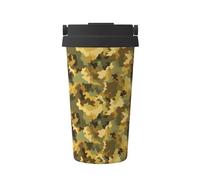 Tazza da caffè isolata verde e marrone mimetica in acciaio inox per acqua calda e fredda