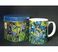 Tazza da caffe late grande con scatola di latta disegno campo di iris Van Gogh