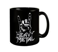Tazza da caffè nera con segno rock a mano - Heavy Metal Tazza con scritta Rock On Devil Horns per veri appassionati di metallo Heavy Metal