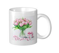 Tazza da caffè originale con ano rosa da 11 once, tazze da caffè in ceramica per donne e uomini, design vivace e bello, opera d'arte con ciondolo per gli amanti dei fiori, ideale per il tuo migli