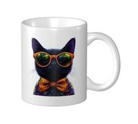 Tazza da caffè originale da 11 once a forma di gatto gentiluomo, fantasia meravigliosa, tazze da caffè in ceramica per uomo, design unico e bellissimo, divertenti illustrazioni per adulti, per gli am