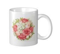 Tazza da caffè originale da 11 once con bouquet rosso e bianco, colori vivaci, divertente opera d'arte per adulti, elegante tazza da caffè e tè per l'ufficio, ideale come regalo per te o per un amico!