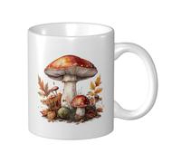 Tazza da caffè originale da 11 once con funghi squisiti, colori vivaci, divertenti tazze da caffè in porcellana bianca, cucina di casa, arredamento per lo studio, ideale come regalo per te o per un am