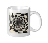 Tazza da caffè originale da 11 once con illusione ottica in bianco e nero, stile arte moderna, tazze da caffè in porcellana bianca, meravigliosa immaginazione, studio, arredamento per ufficio, adatta