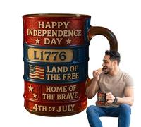 Tazza da caffè Patriottica - Tazza da caffè retrò per festa nazionale, contenitore riutilizzabile per bevande calde e fredde, ideale per idratazione quotidiana a tema americano
