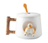 Tazza da caffè per cani in ceramica - tazza di motivi per cani 3d con coperchio e cucchiaio abbinato | 420 ml di tazza di animali divertenti per tè, latte, succo, cioccolata calda, regalo per i propri