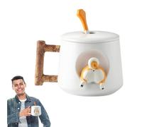 Tazza da caffè per cani - Tazza in ceramica con coperchio e cucchiaino per gli amanti degli animali, 420 ml per l'uso quotidiano | Regalo dolce per gli amanti della coppia di cani, tazza creativa per