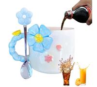 Tazza da caffè per fiori, tazza da caffè primaverile | 500 ml Ceramicrosa 3D fiori dolci con cucchiaio - bevande di grande capacità, estetici per la casa e il giardino per caffè, primavera