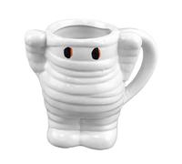Tazza da caffè per Halloween, in ceramica bianca, con design a mummie, per bevande calde e fredde come latte o acqua