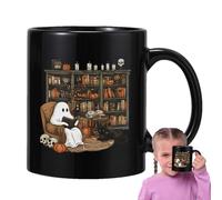 Tazza da caffè per Halloween, motivo fantasma, in ceramica, per bevande calde, un dolce design fantasma, con una dimensione adatta da 400 ml, per latte, tè e caffè, perfetta per i primi